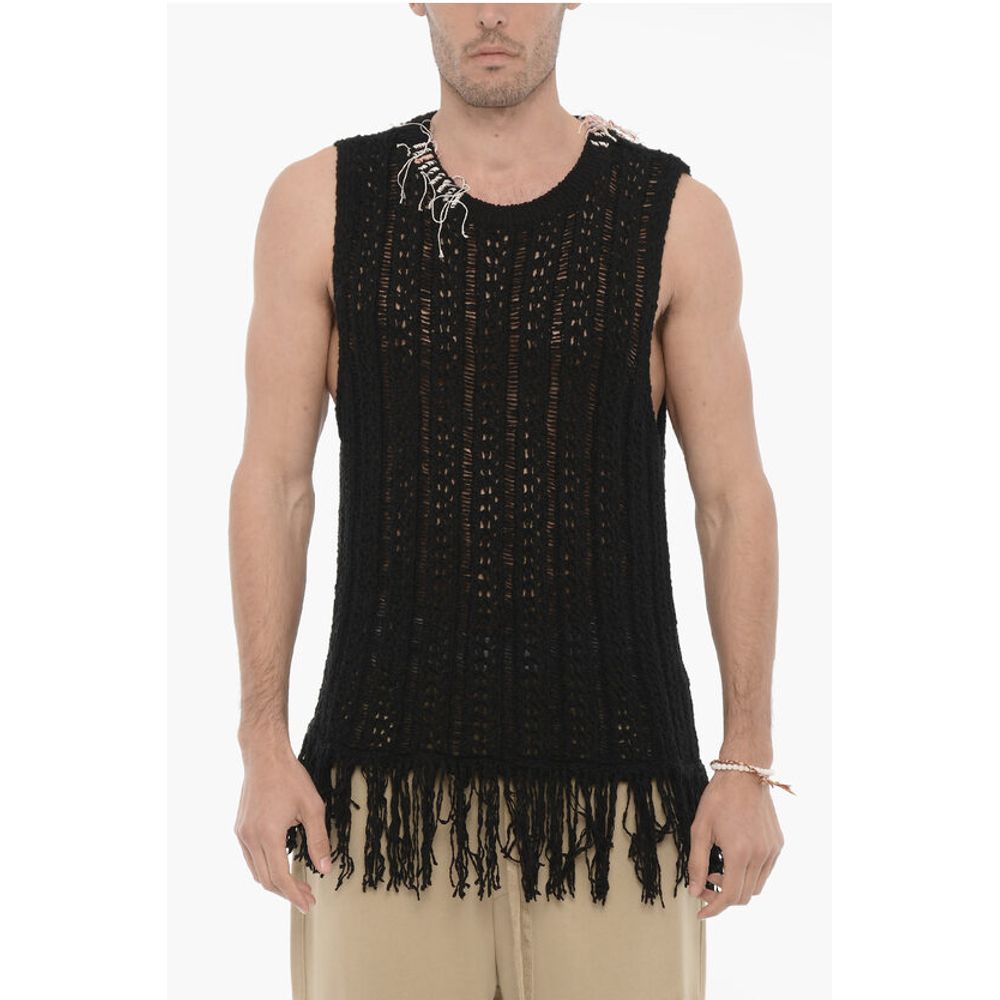 Andersson Bell Perforated Sleeveless GORDON Crew-neck Sweater with Fringes