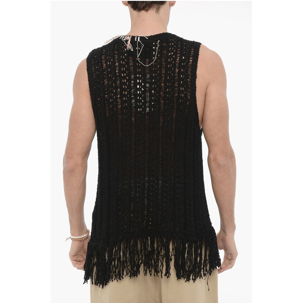 Andersson Bell Perforated Sleeveless GORDON Crew-neck Sweater with Fringes