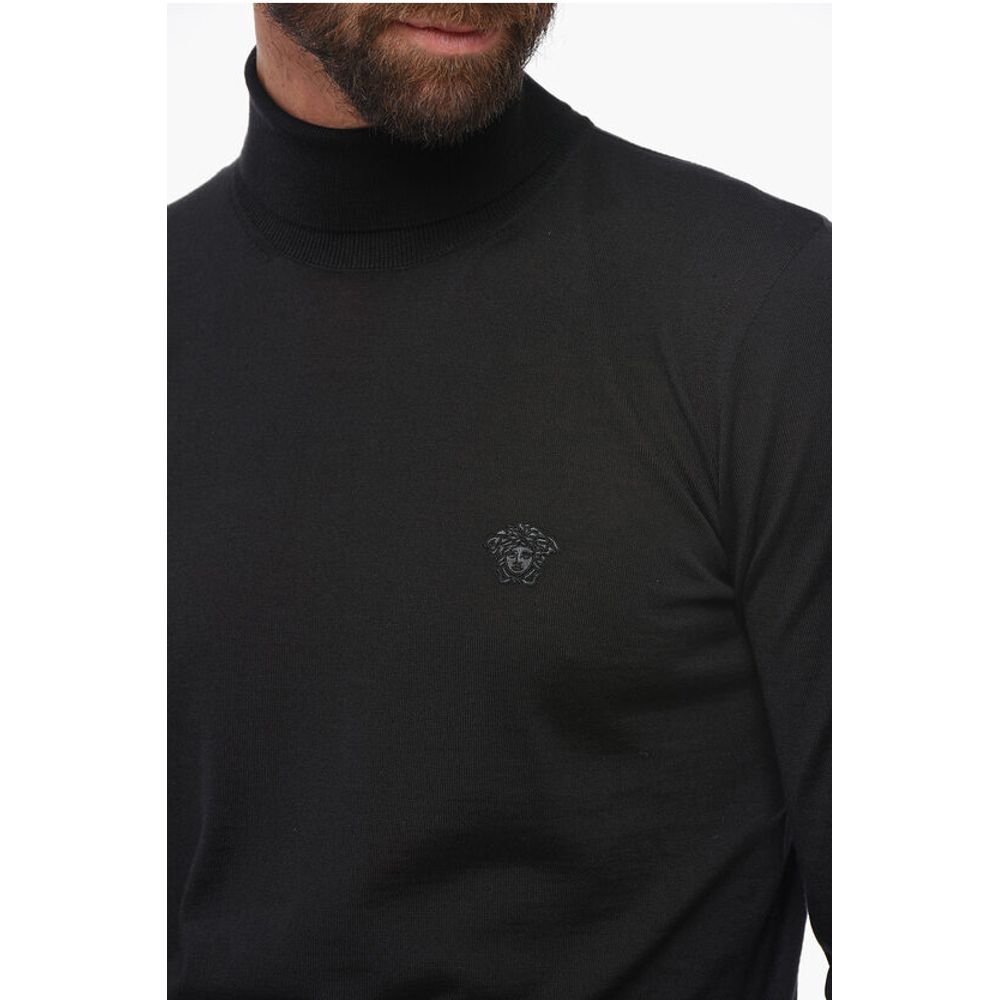 Versace Turtleneck Wool Blend Sweater with Logo