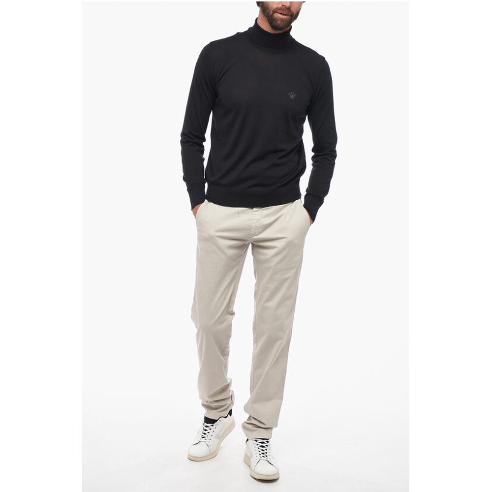 Versace Turtleneck Wool Blend Sweater with Logo