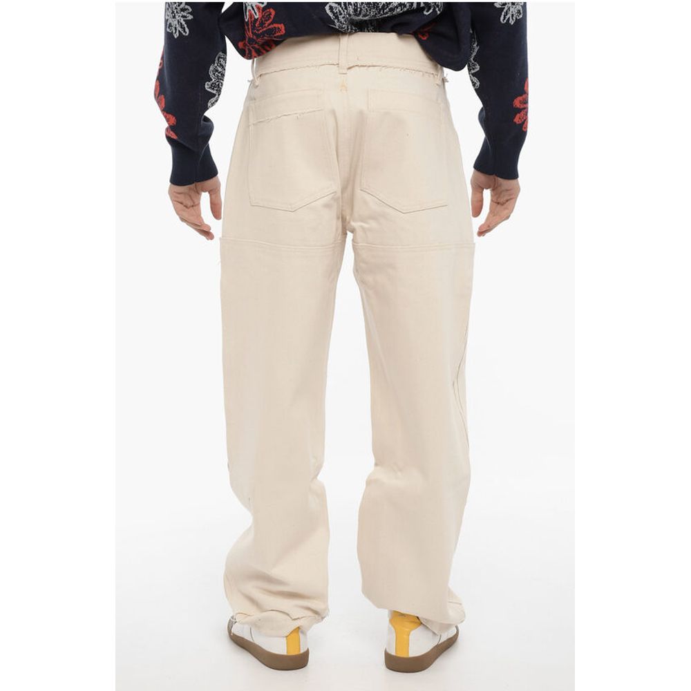 Airei Frayed Hem Twill Cotton Pants