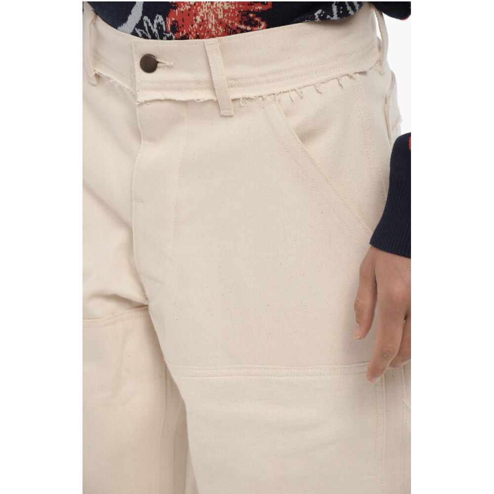 Airei Frayed Hem Twill Cotton Pants