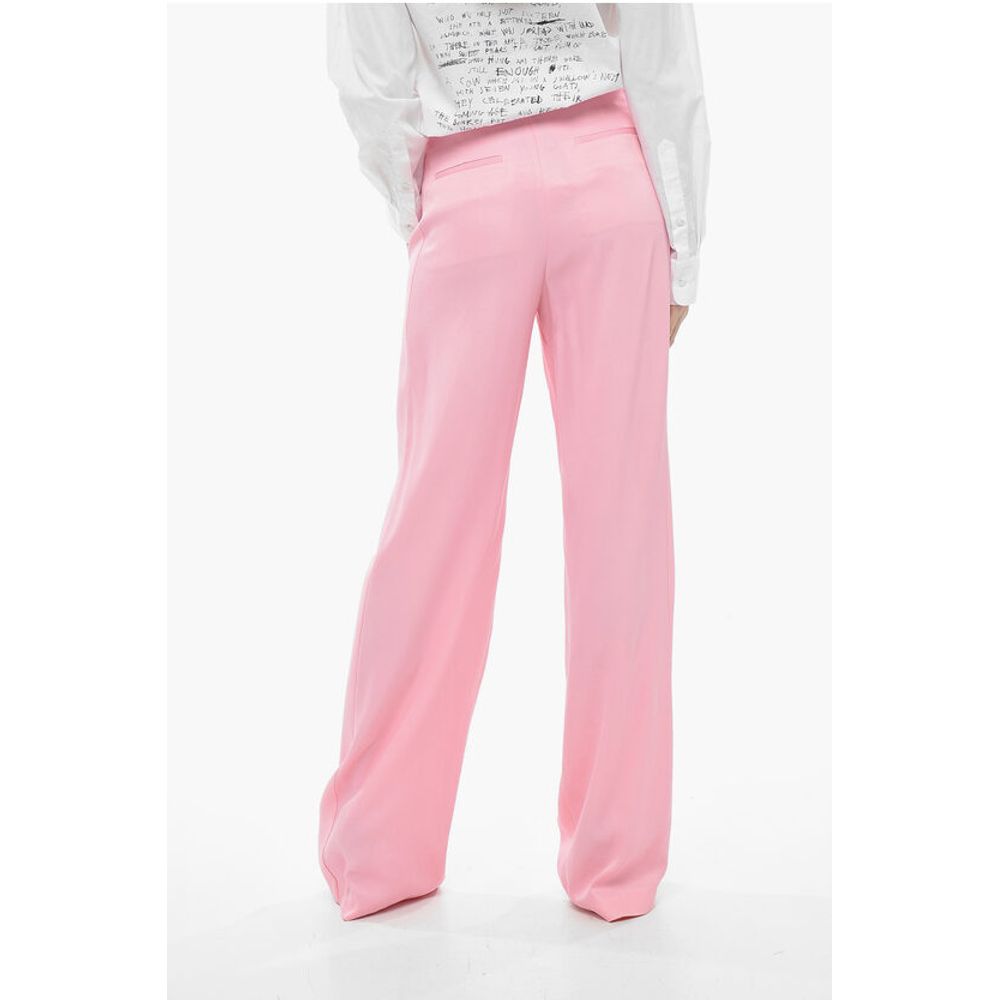 MSGM Single-pleated Satin Palazzo Pants