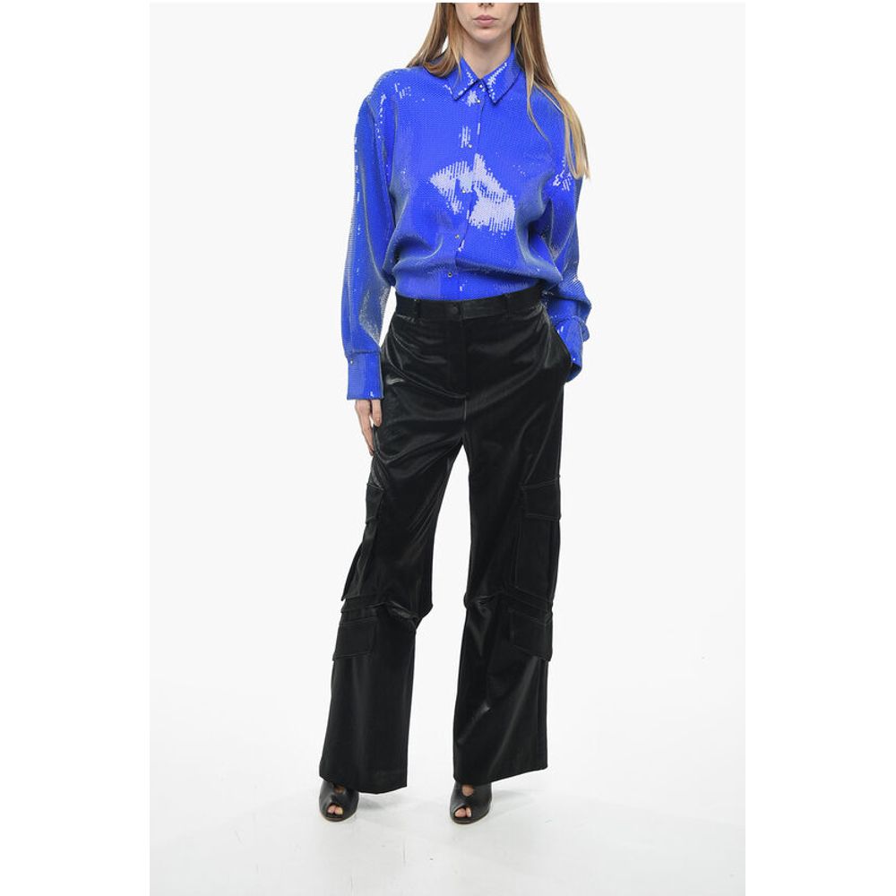 MSGM Satin Cargo Pants with Belt Loops