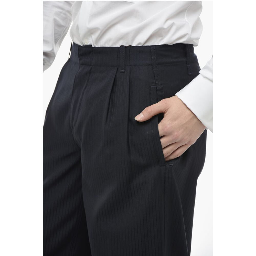 Etro Cropped Virgin Wool Trousers with Cuffs