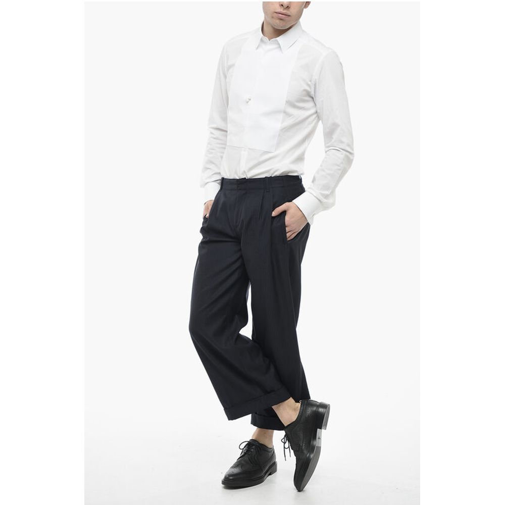 Etro Cropped Virgin Wool Trousers with Cuffs