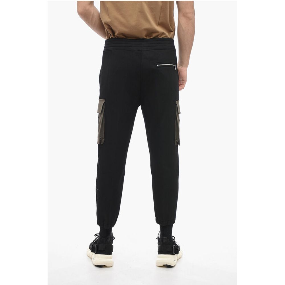 Neil Barrett Brushed Cotton Cargo Sweatpants with Contrasting Pockets