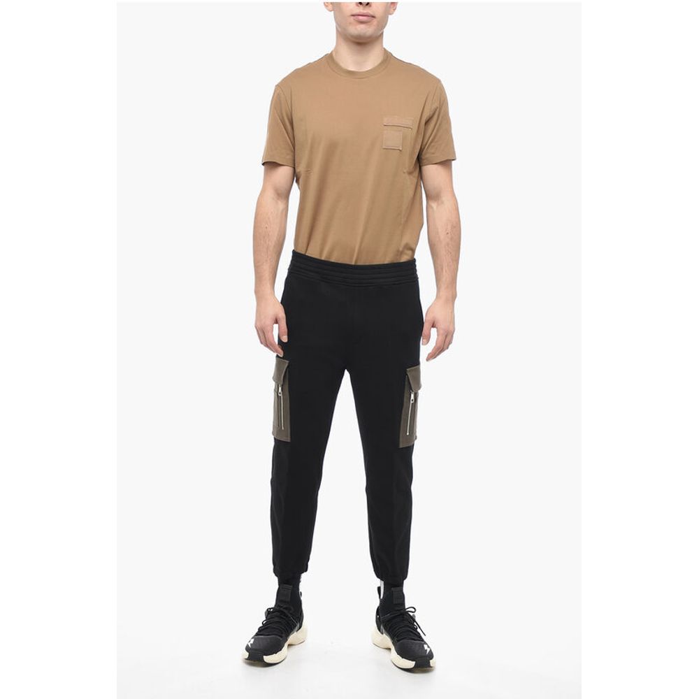 Neil Barrett Brushed Cotton Cargo Sweatpants with Contrasting Pockets