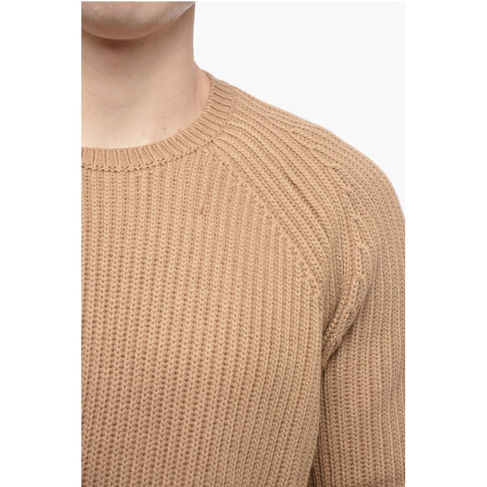 Neil Barrett Wool Blend Chunky Fit PIERCED Sweater with Raglan Sleeves