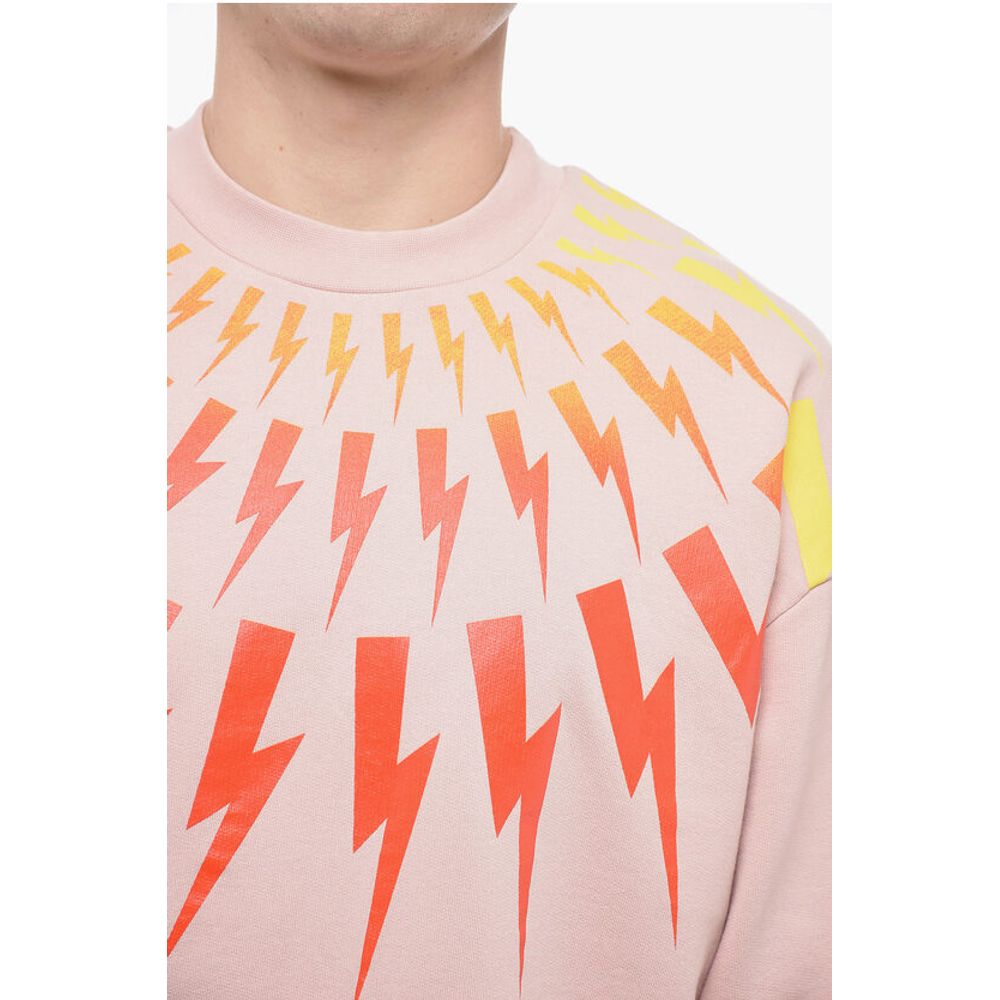 Neil Barrett Crew Neck FAIR-ISLE THUNDERBOLT Sweatshirt with Degradè Prin