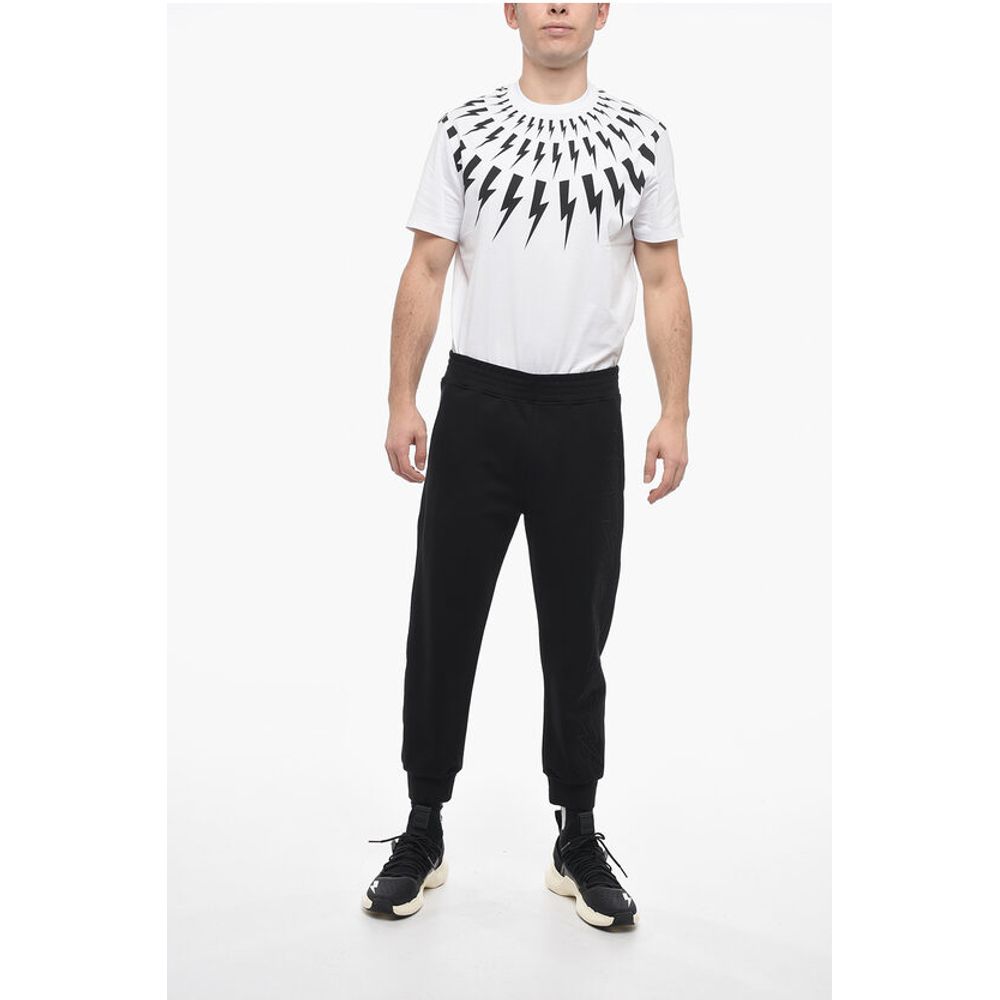 Neil Barrett Skinny Fit JUMBLED BOLTS Sweatpants with Embroideries
