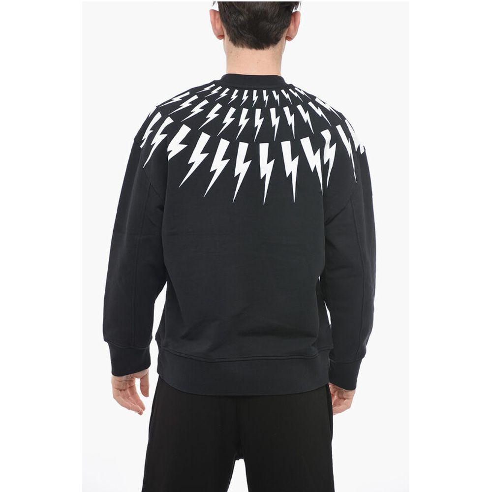 Neil Barrett Brushed Cotton FAIRISLE THUNDERBOLT Easy Fit Sweatshirt