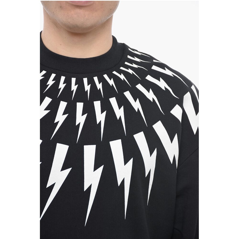 Neil Barrett Brushed Cotton FAIRISLE THUNDERBOLT Easy Fit Sweatshirt