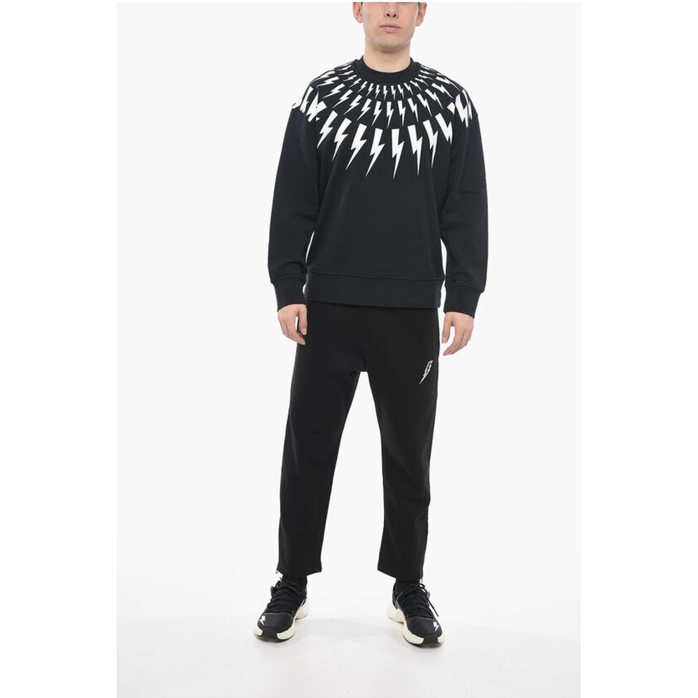Neil Barrett Brushed Cotton FAIRISLE THUNDERBOLT Easy Fit Sweatshirt