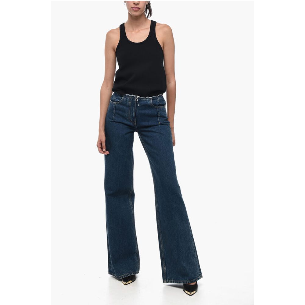 Givenchy Dark Wash Palazzo Denims with Raw-cut Detail 30cm