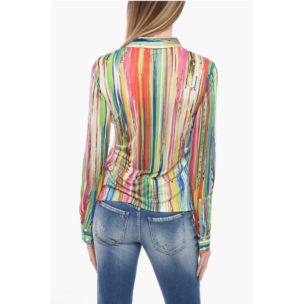 Dsquared² Multicolored Jersey Shirt with Standard Collar