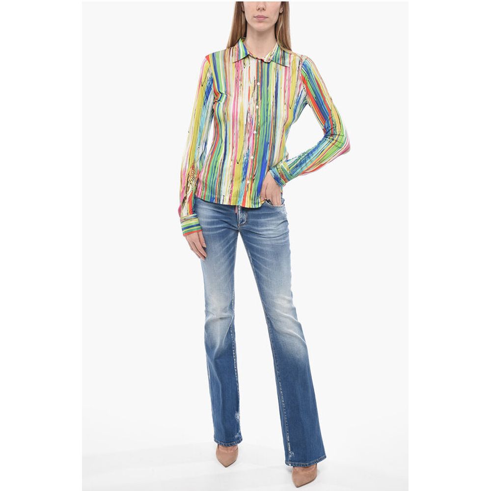 Dsquared² Multicolored Jersey Shirt with Standard Collar
