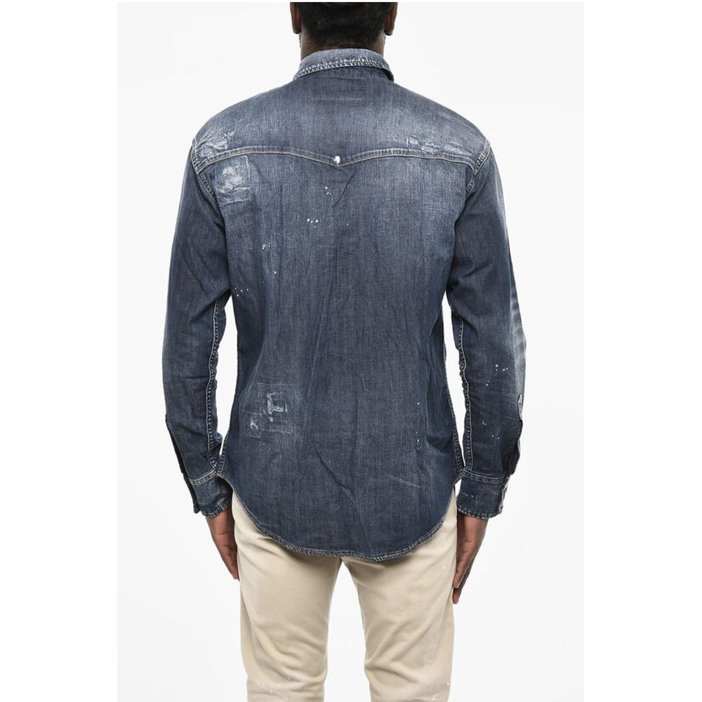 Dsquared² Bleached Effect LEAF WEST Denim Shirt