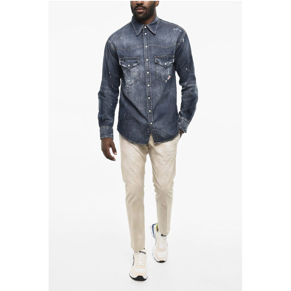Dsquared² Bleached Effect LEAF WEST Denim Shirt
