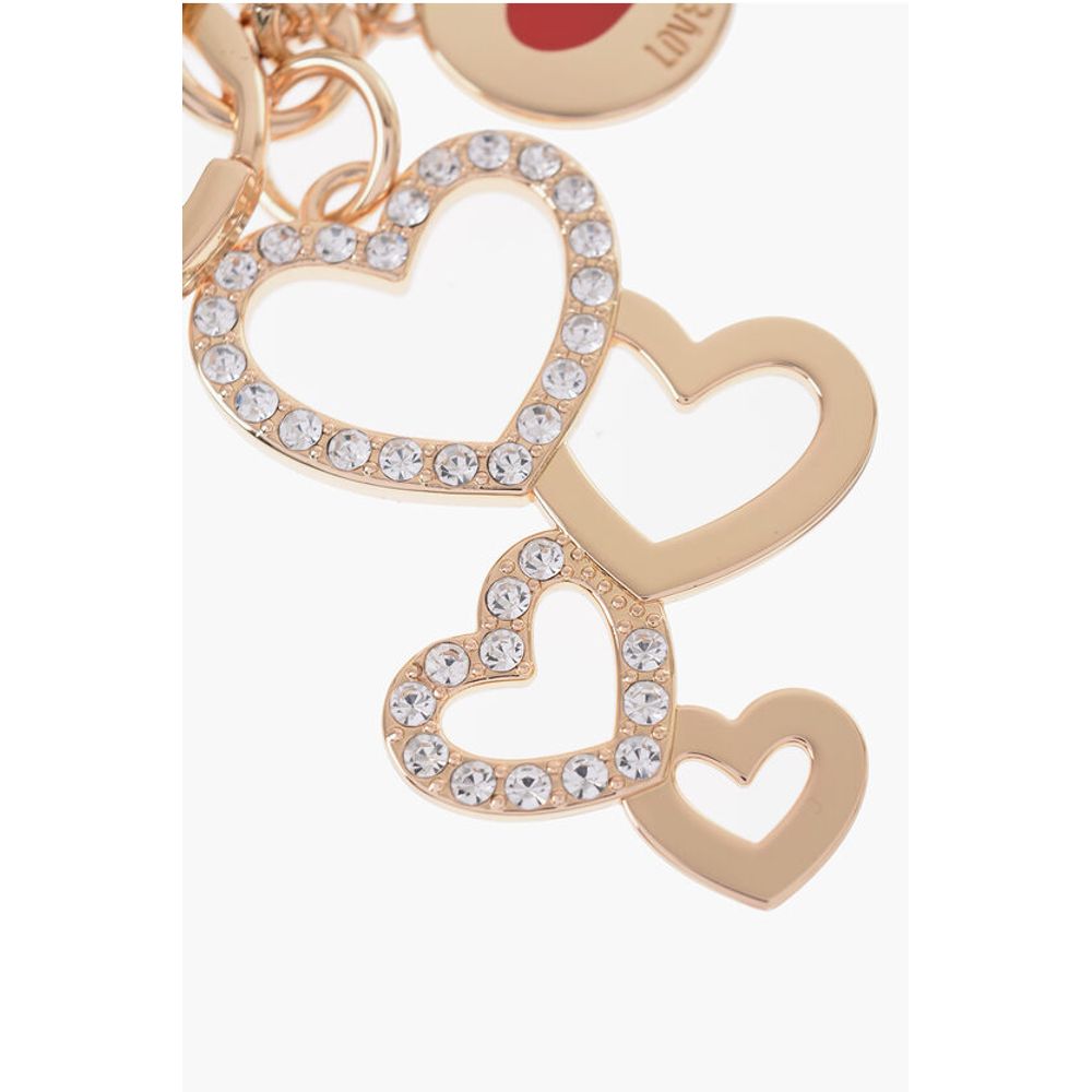Moschino LOVE Golden-Effect keyring with Heart-Shaped Charm