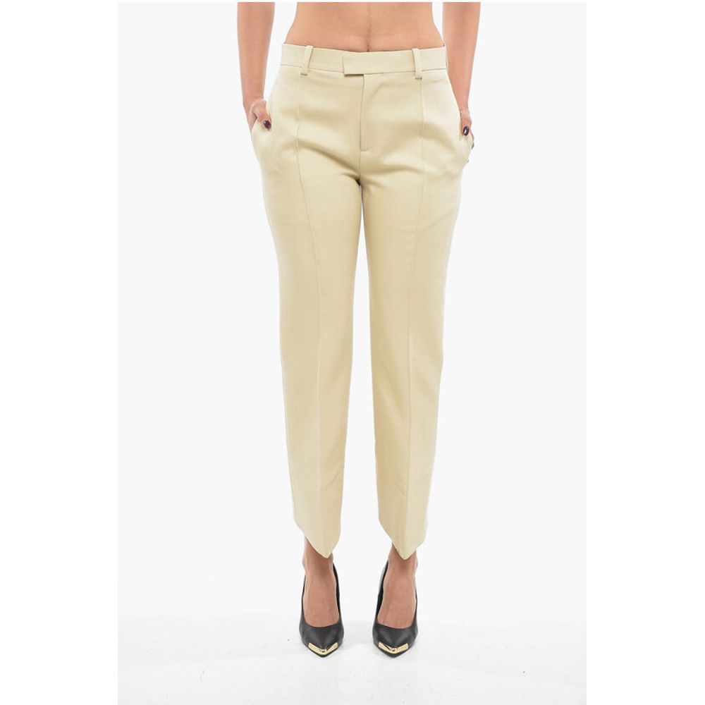 Bottega Veneta Cotton Front-pleated Pants with Curved Design