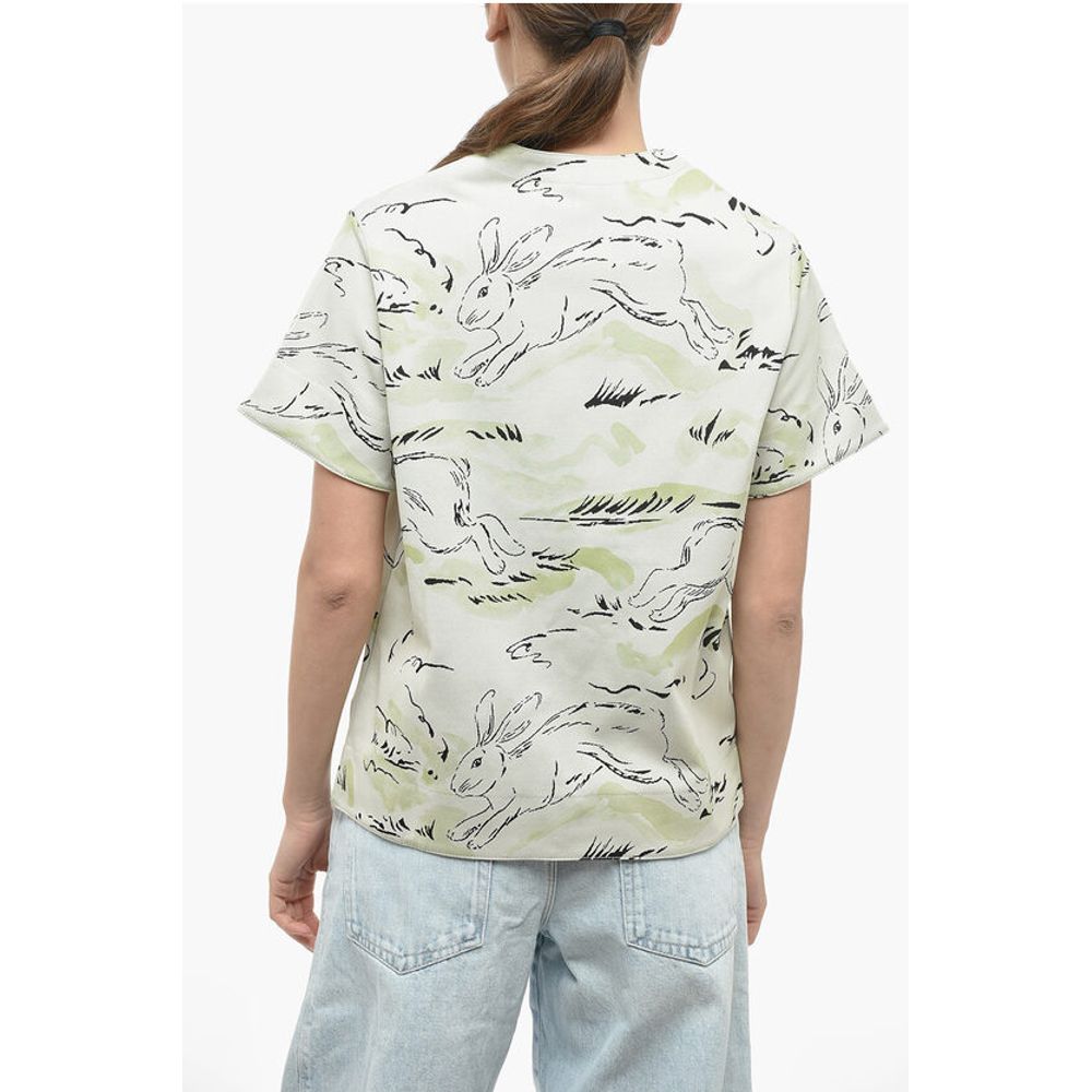 Jil Sander Jacquard Jersey RABBIT T-Shirt with Shoulder Zip