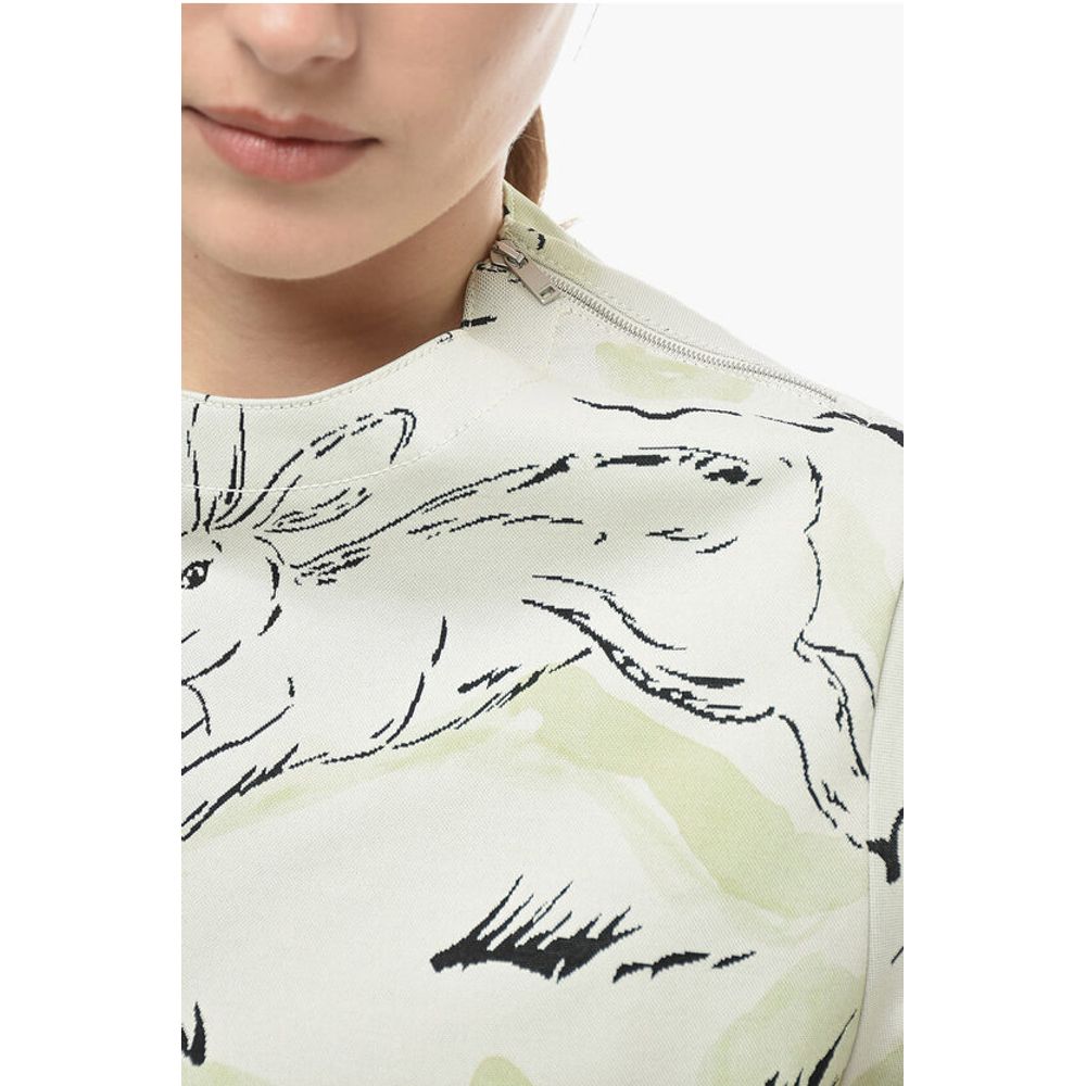 Jil Sander Jacquard Jersey RABBIT T-Shirt with Shoulder Zip