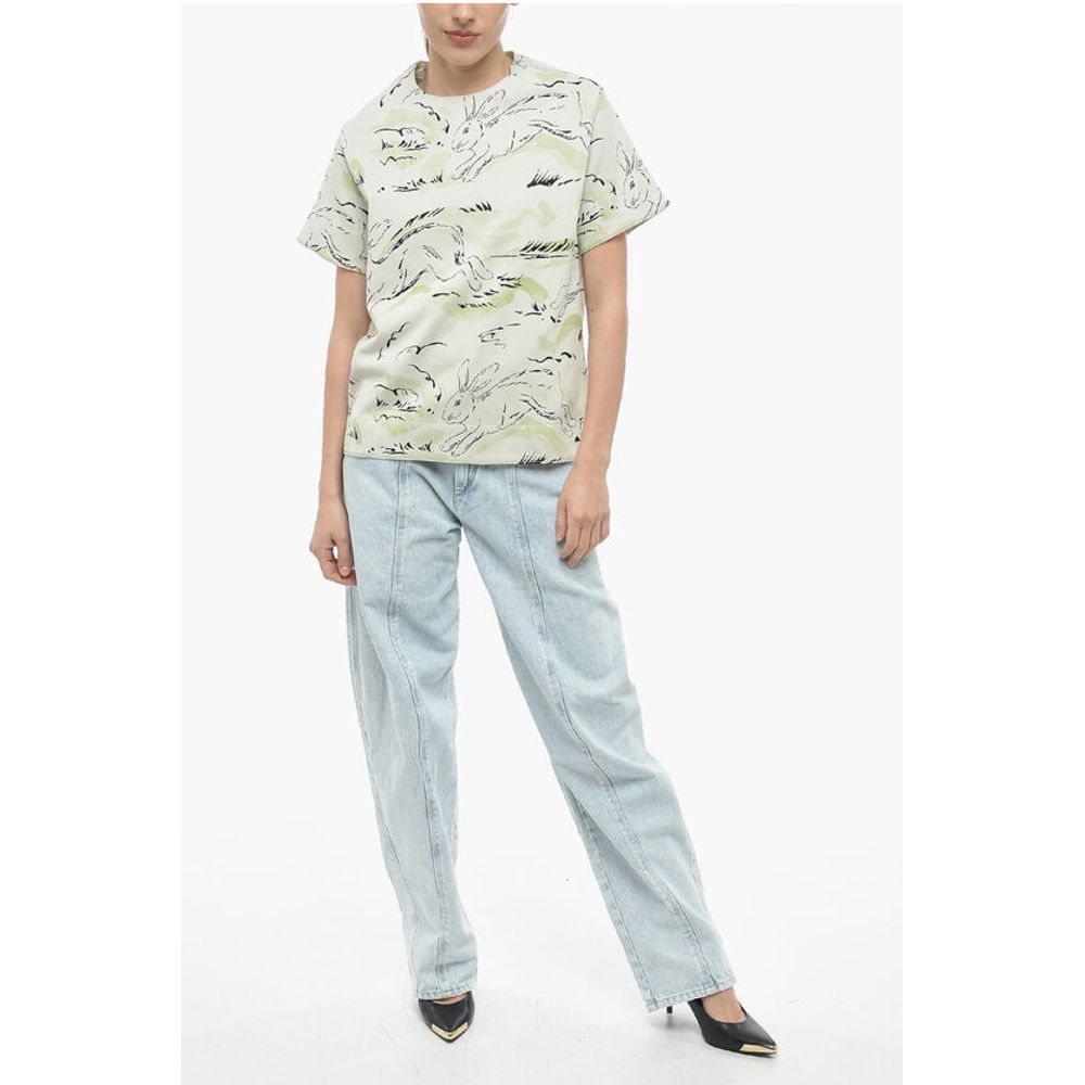 Jil Sander Jacquard Jersey RABBIT T-Shirt with Shoulder Zip