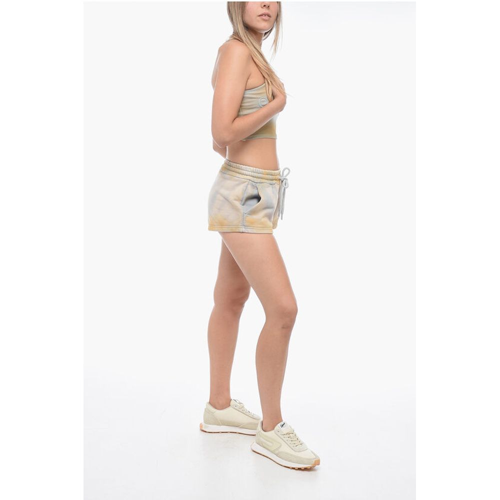 Off-White LAUNDRY Acid Wash Effect Shorts with Drawstring Waist