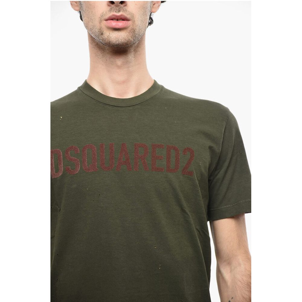 Dsquared² Logoed Cool-fitting T-shirt with Distressed Detailing