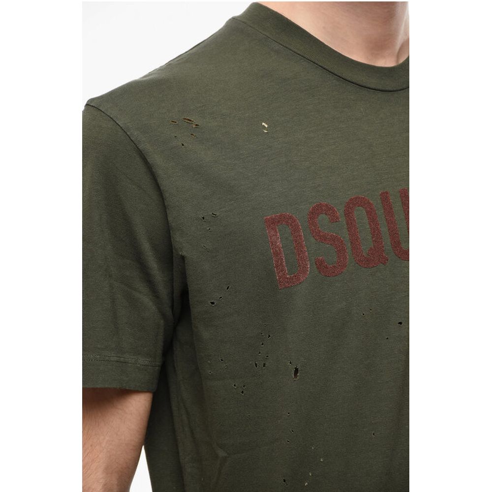 Dsquared² Logoed Cool-fitting T-shirt with Distressed Detailing