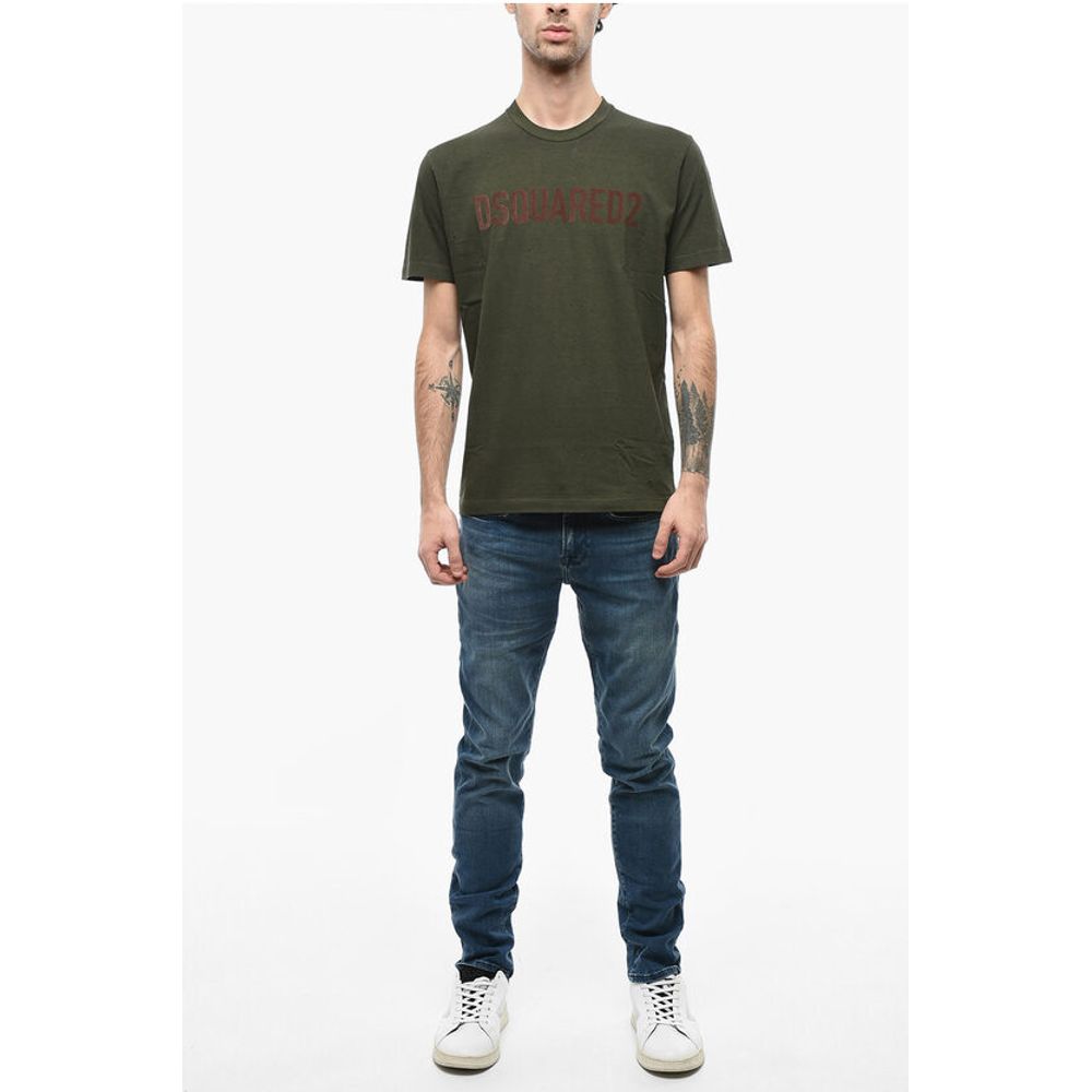 Dsquared² Logoed Cool-fitting T-shirt with Distressed Detailing
