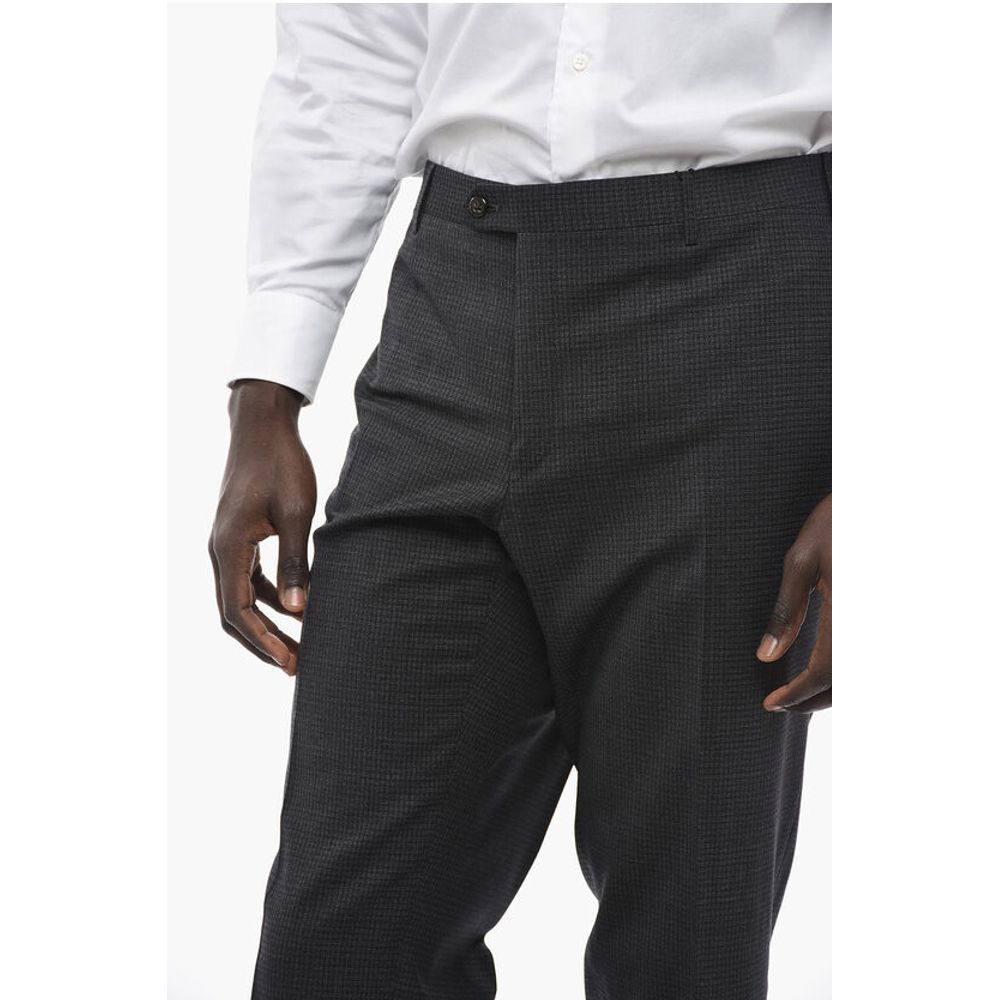 Corneliani Stretch Wool ACADEMY Pants with Pin Check Motif
