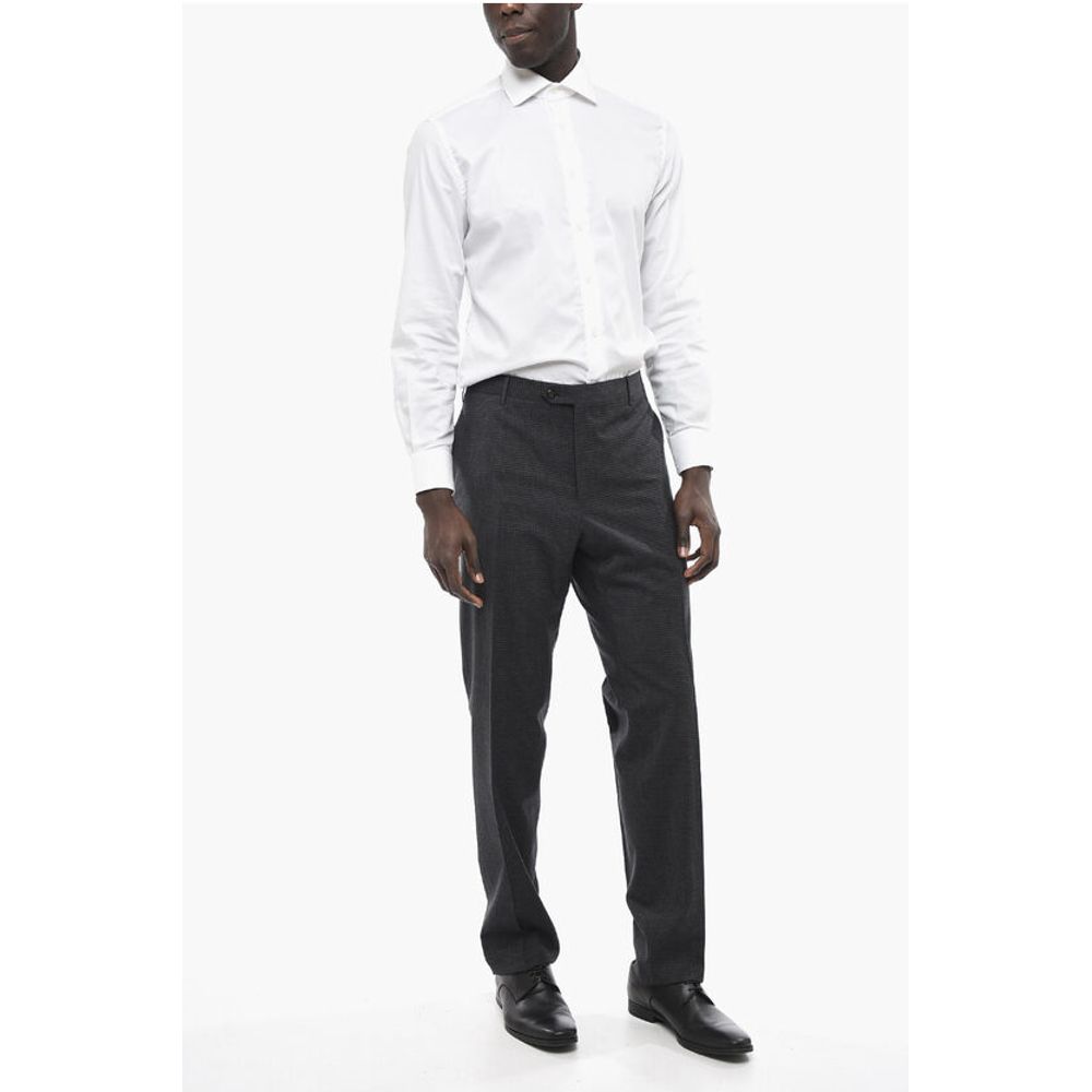 Corneliani Stretch Wool ACADEMY Pants with Pin Check Motif