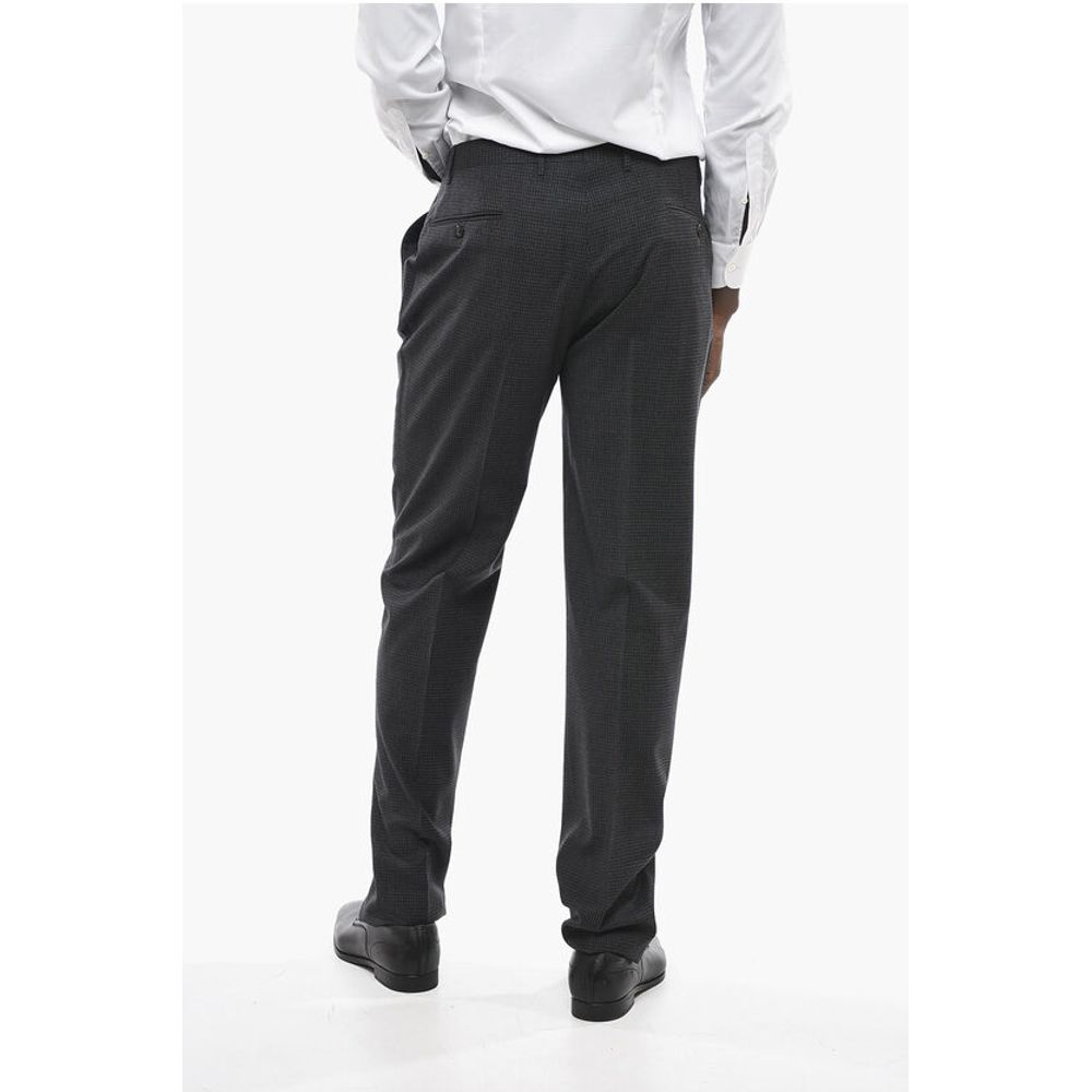 Corneliani Stretch Wool ACADEMY Pants with Pin Check Motif