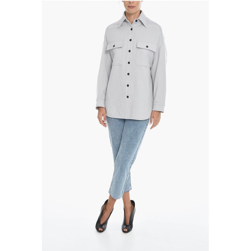 Destin Cashmere Blend Long Sleeved Overshirt with Utility Pockets
