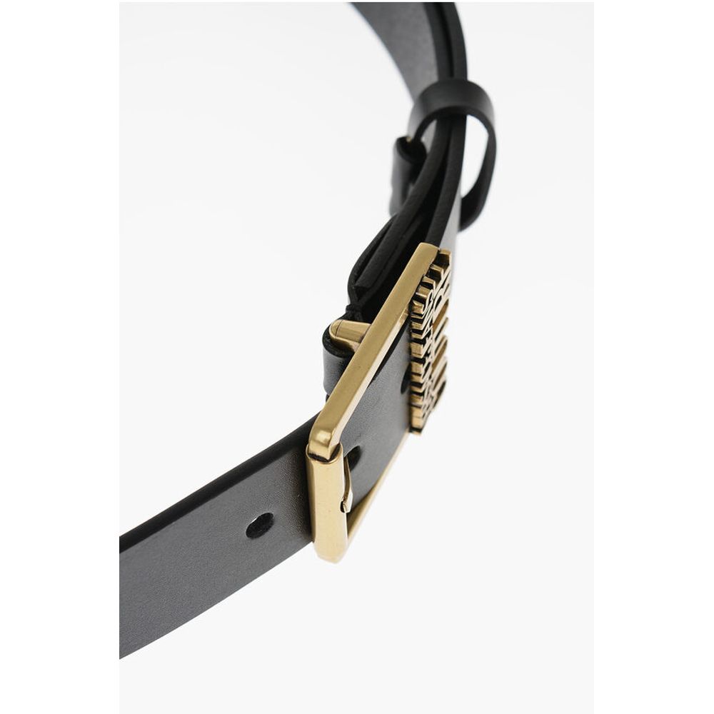 Versace JEANS COUTURE Leather Belt with Golden Buckle 40mm