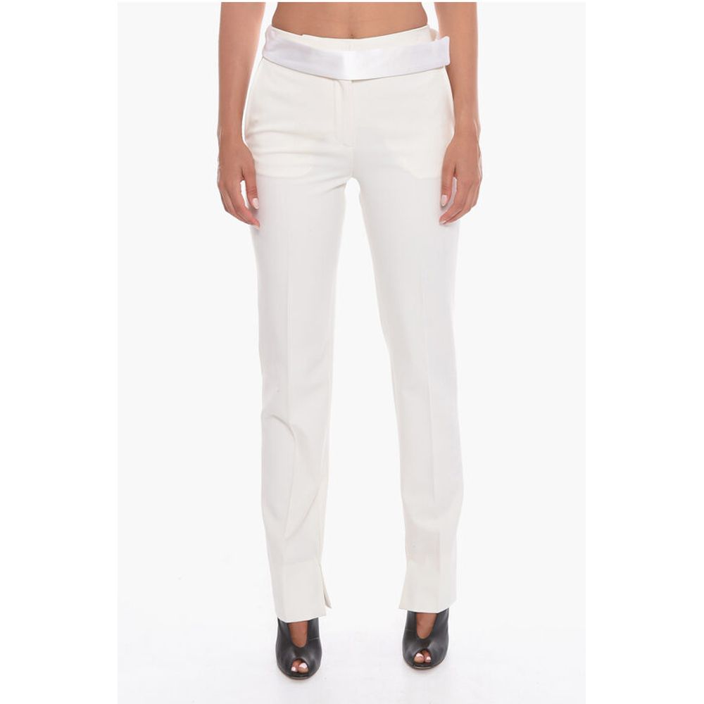 Stella McCartney Wool Blend Front-pleated Trousers with Satin Belt