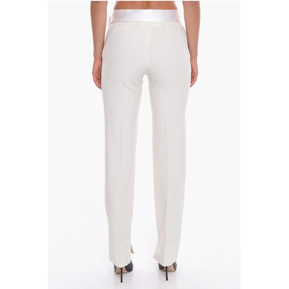 Stella McCartney Wool Blend Front-pleated Trousers with Satin Belt