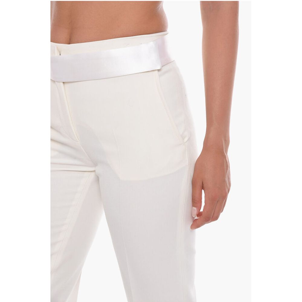 Stella McCartney Wool Blend Front-pleated Trousers with Satin Belt