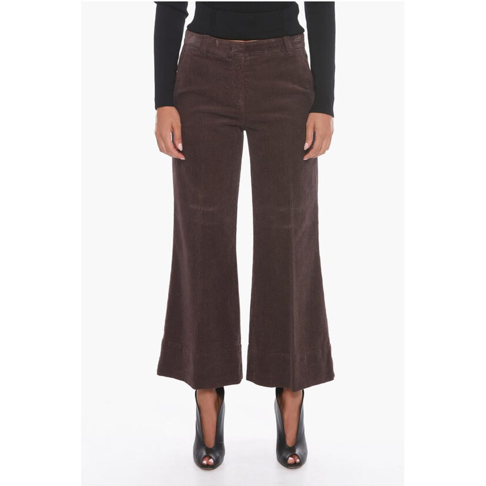QL2 Corduroy Cropped Trousers with Flared Leg