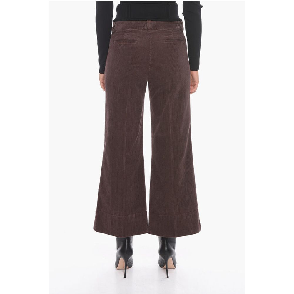 QL2 Corduroy Cropped Trousers with Flared Leg