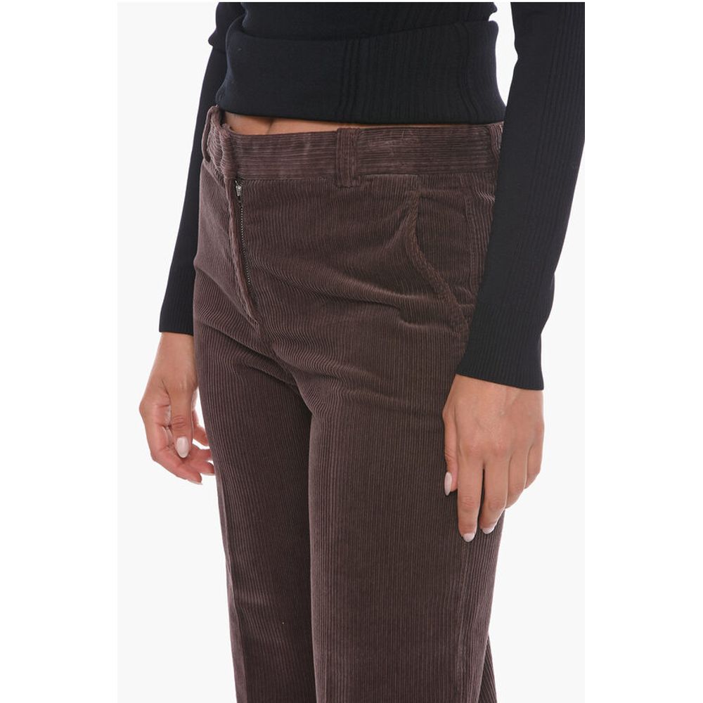QL2 Corduroy Cropped Trousers with Flared Leg
