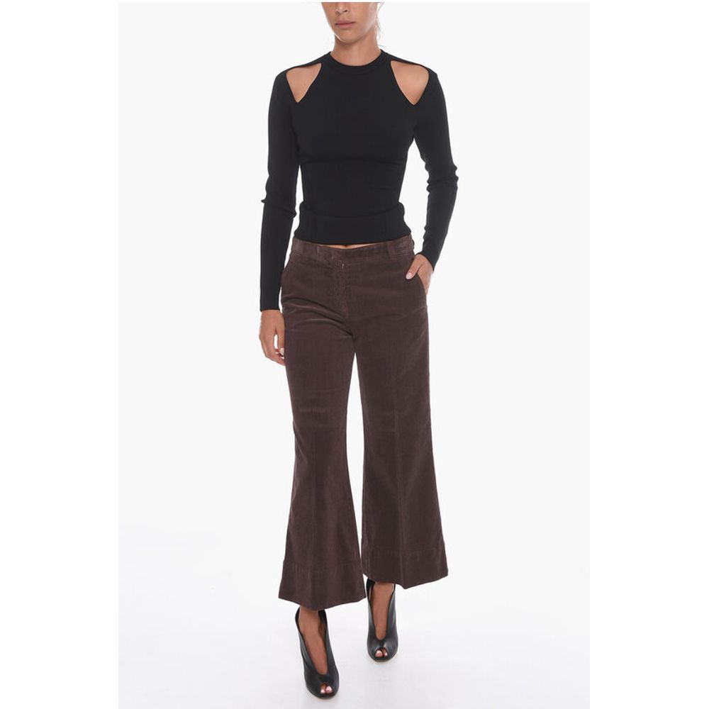 QL2 Corduroy Cropped Trousers with Flared Leg