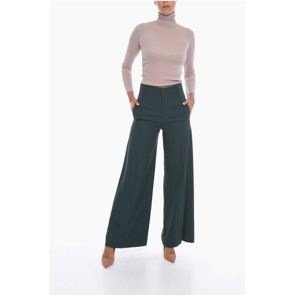 Super Blond Palazzo Trousers with Front-pleat