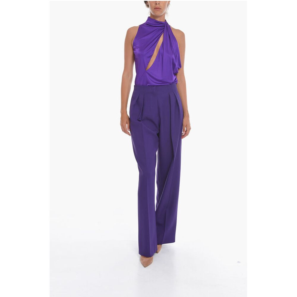 Super Blond Front-pleated Trousers with Wide-leg