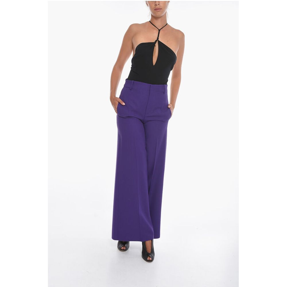 Super Blond Palazzo Trousers with Front-pleat