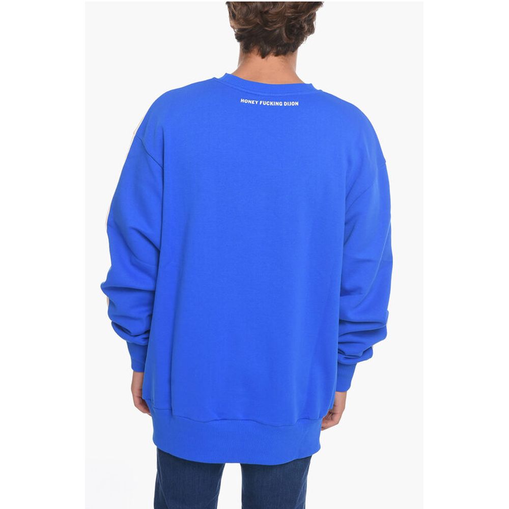 Honey Fucking Dijon Two-Tone Fleeced Cotton Crew-neck Sweatshirt