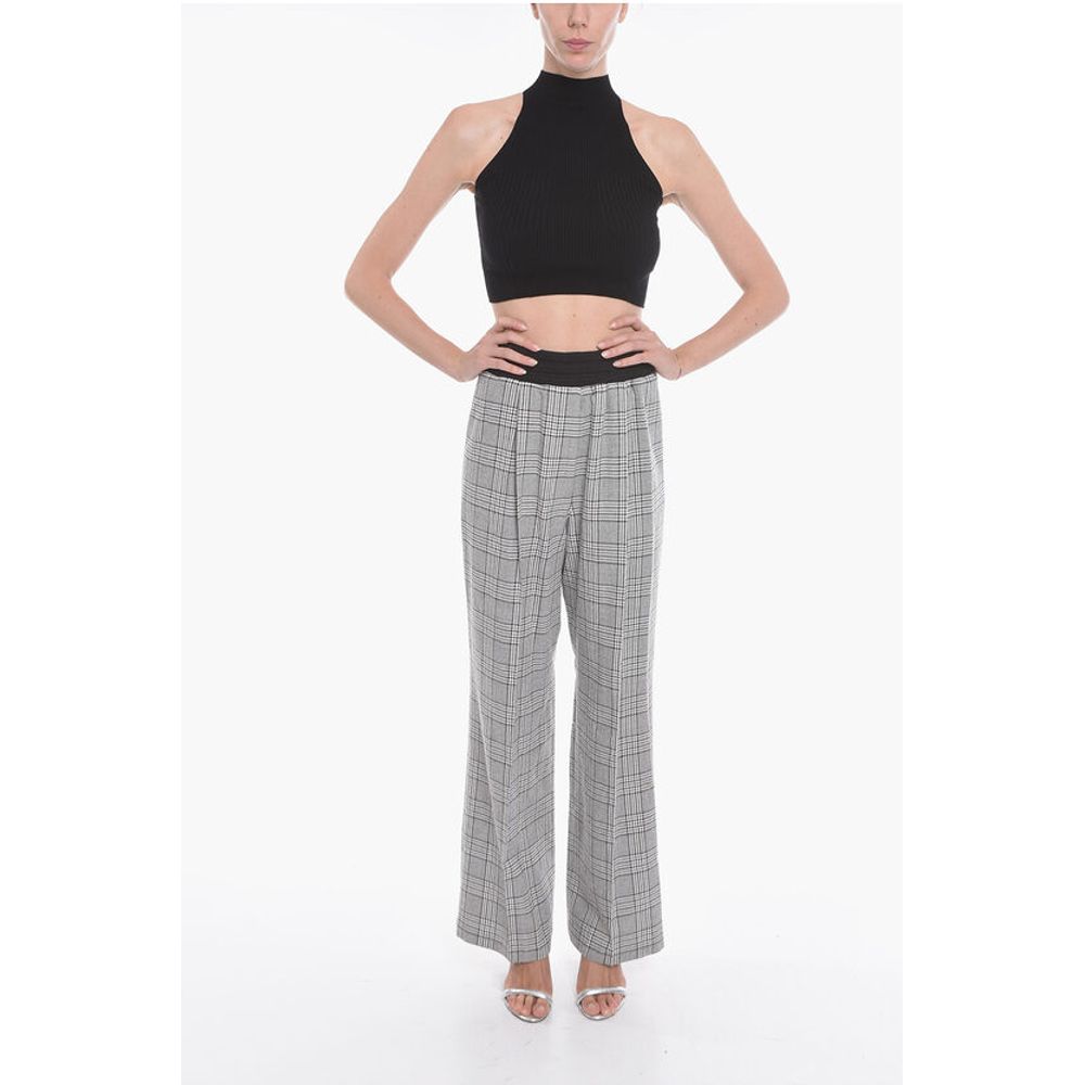 The Mannei Single-pleated District Check Pants with Elastic Waistband