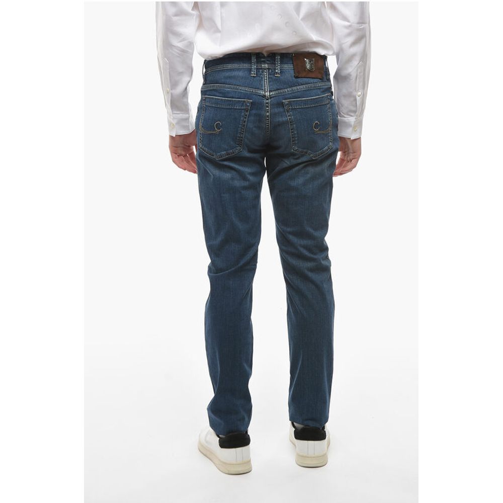 Corneliani ID LUXURY DENIM Dark-washed Jeans with Logo Patch